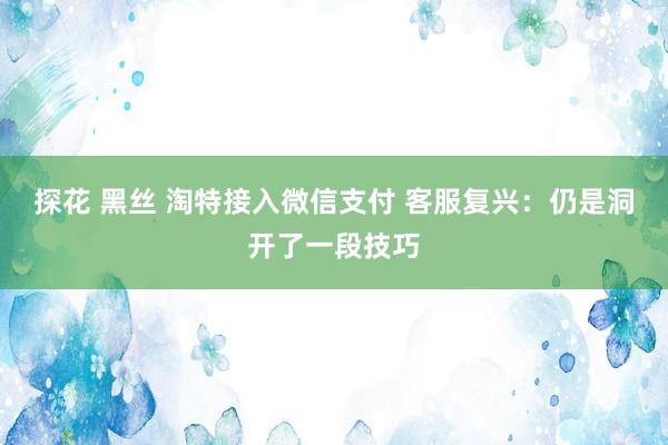 探花 黑丝 淘特接入微信支付 客服复兴：仍是洞开了一段技巧