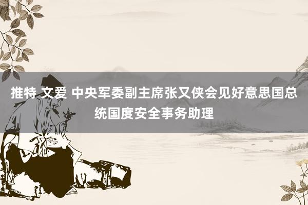 推特 文爱 中央军委副主席张又侠会见好意思国总统国度安全事务助理