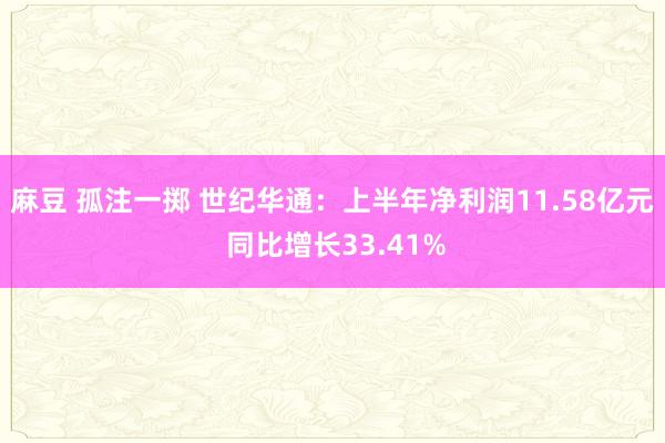 麻豆 孤注一掷 世纪华通：上半年净利润11.58亿元 同比增长33.41%